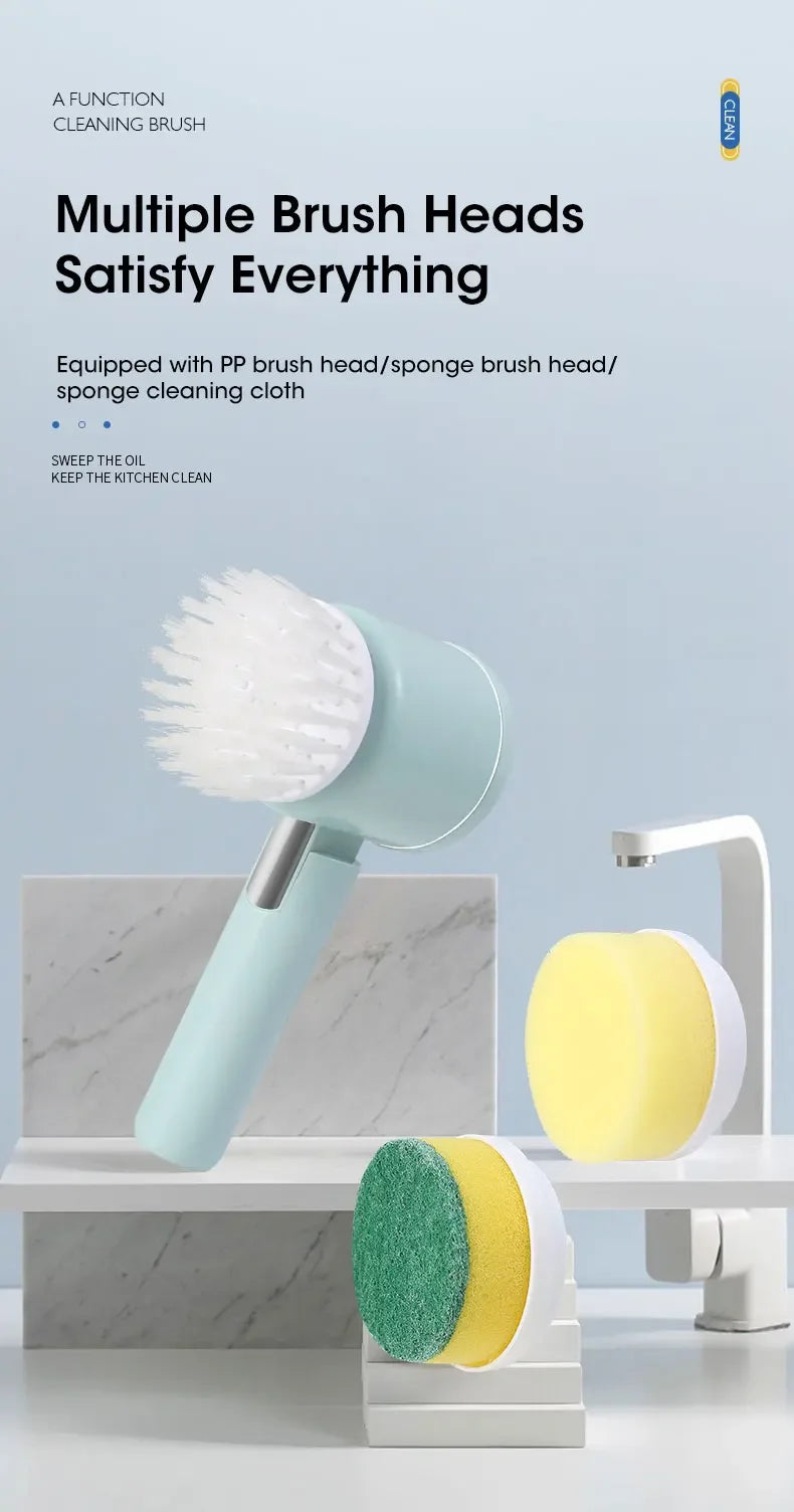 2025 Cordless Electric Spin Scrubber β 5 Brush Heads, Waterproof