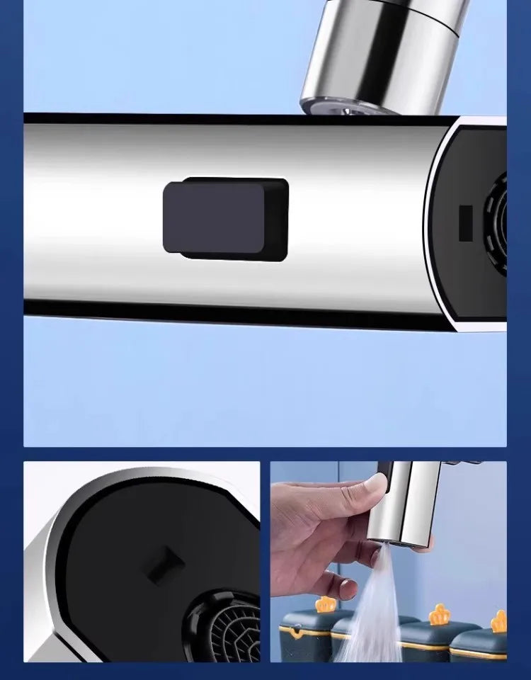 3-Mode Swivel Kitchen Faucet Nozzle β Splash-Proof Extension