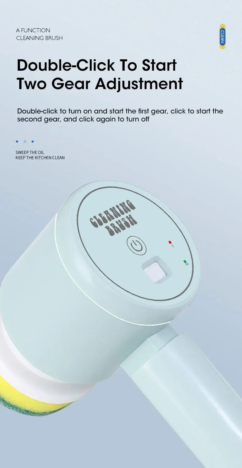 2025 Cordless Electric Spin Scrubber β 5 Brush Heads, Waterproof