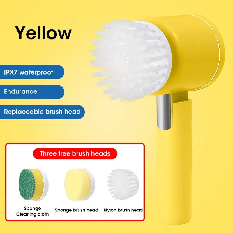 2025 Cordless Electric Spin Scrubber β 5 Brush Heads, Waterproof