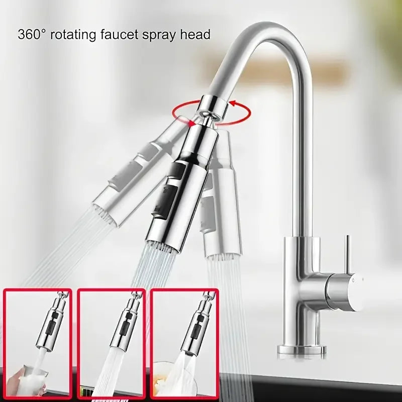 3-Mode Swivel Kitchen Faucet Nozzle β Splash-Proof Extension