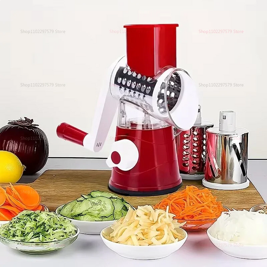 3-in-1 Manual Vegetable Cutter & Slicer with 3 Drums