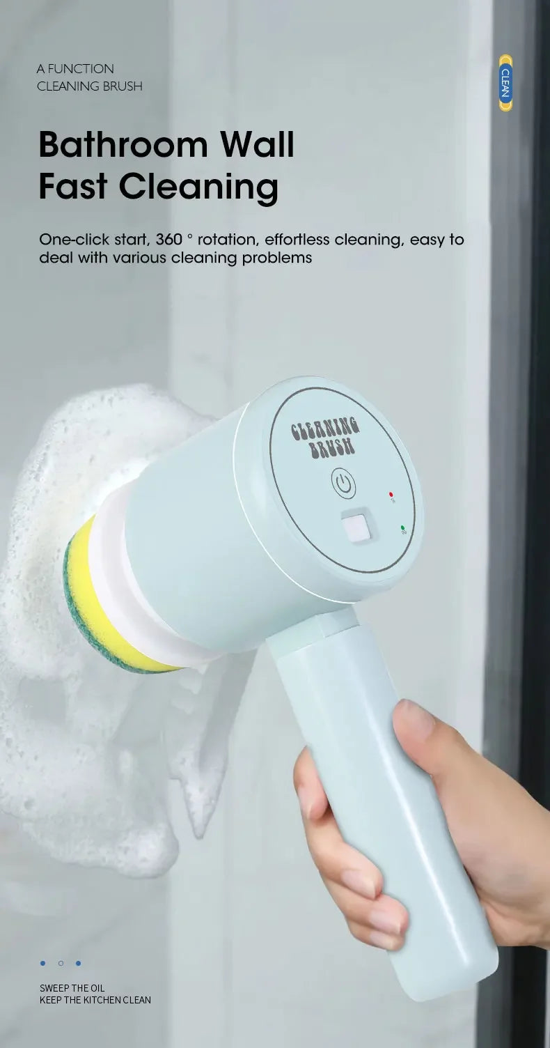 2025 Cordless Electric Spin Scrubber β 5 Brush Heads, Waterproof
