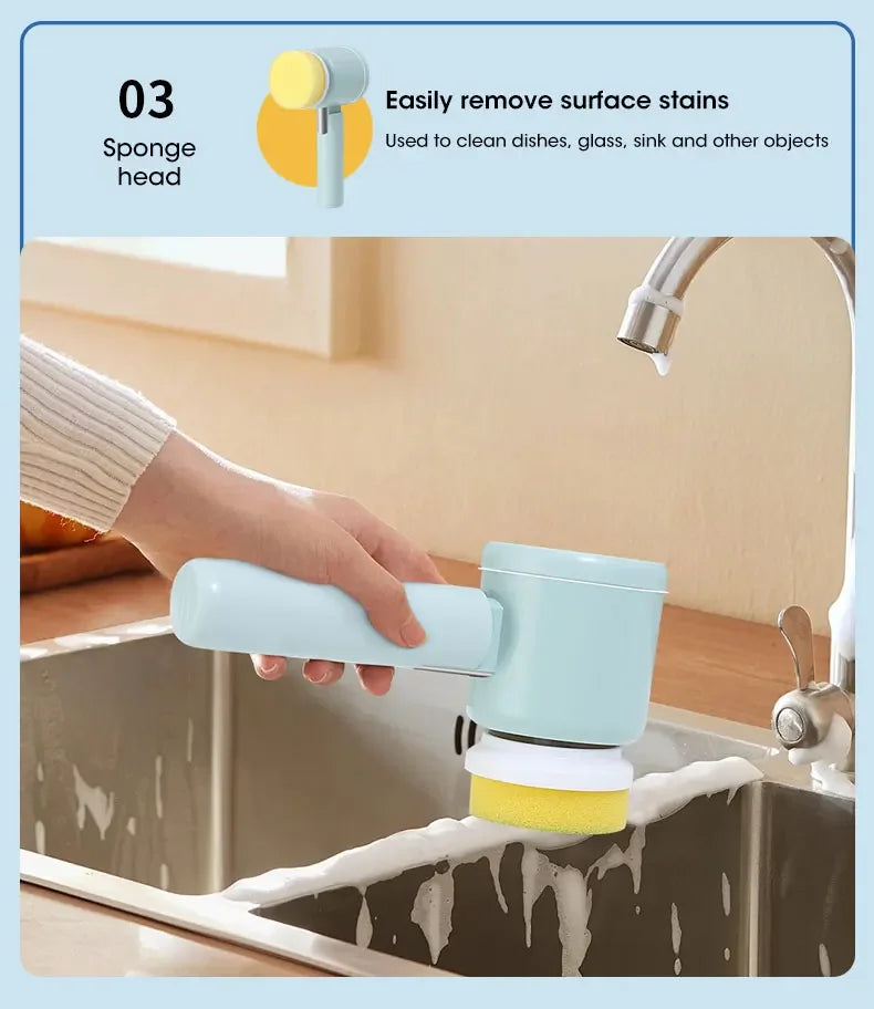 2025 Cordless Electric Spin Scrubber β 5 Brush Heads, Waterproof