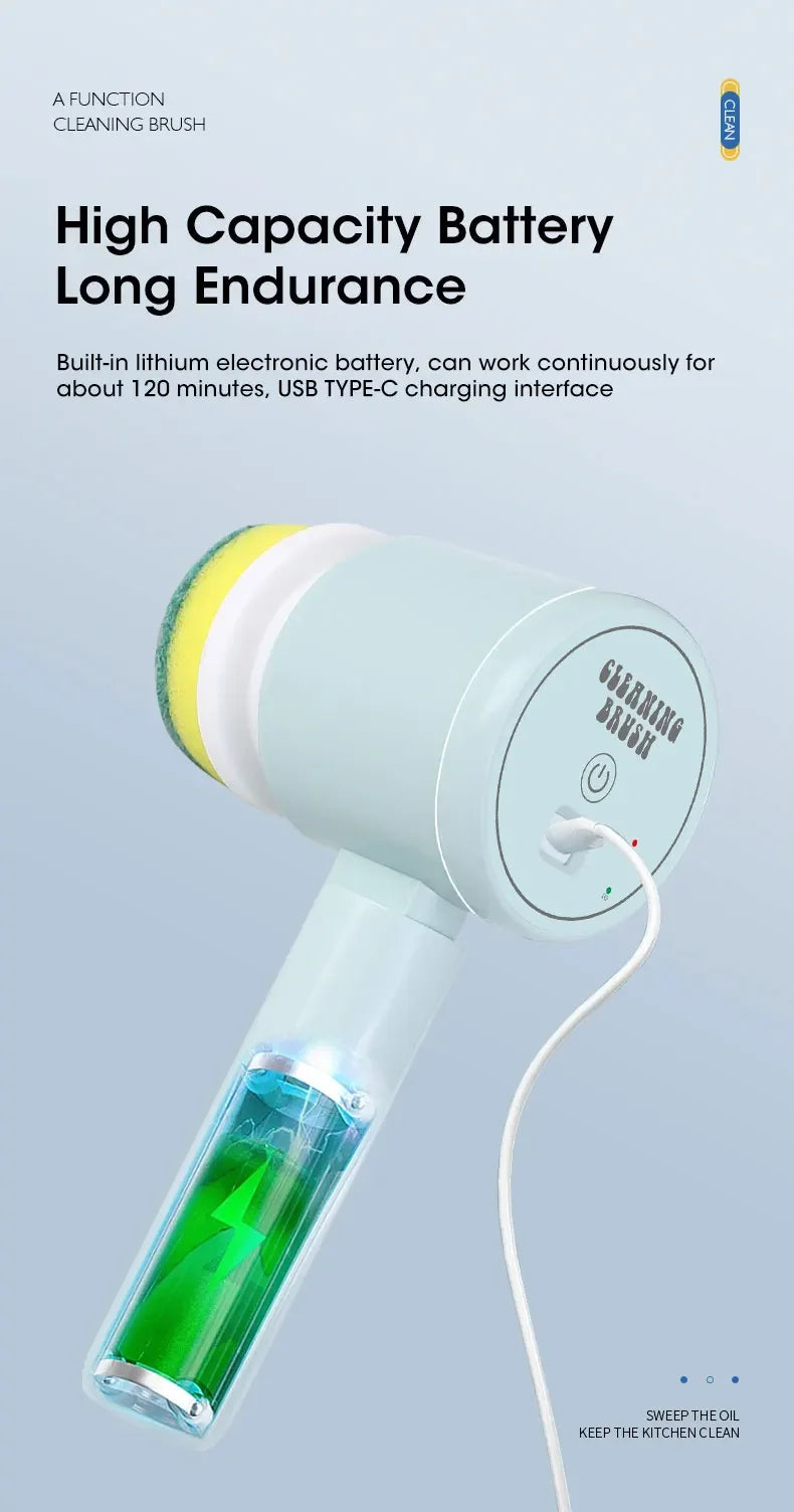 2025 Cordless Electric Spin Scrubber β 5 Brush Heads, Waterproof
