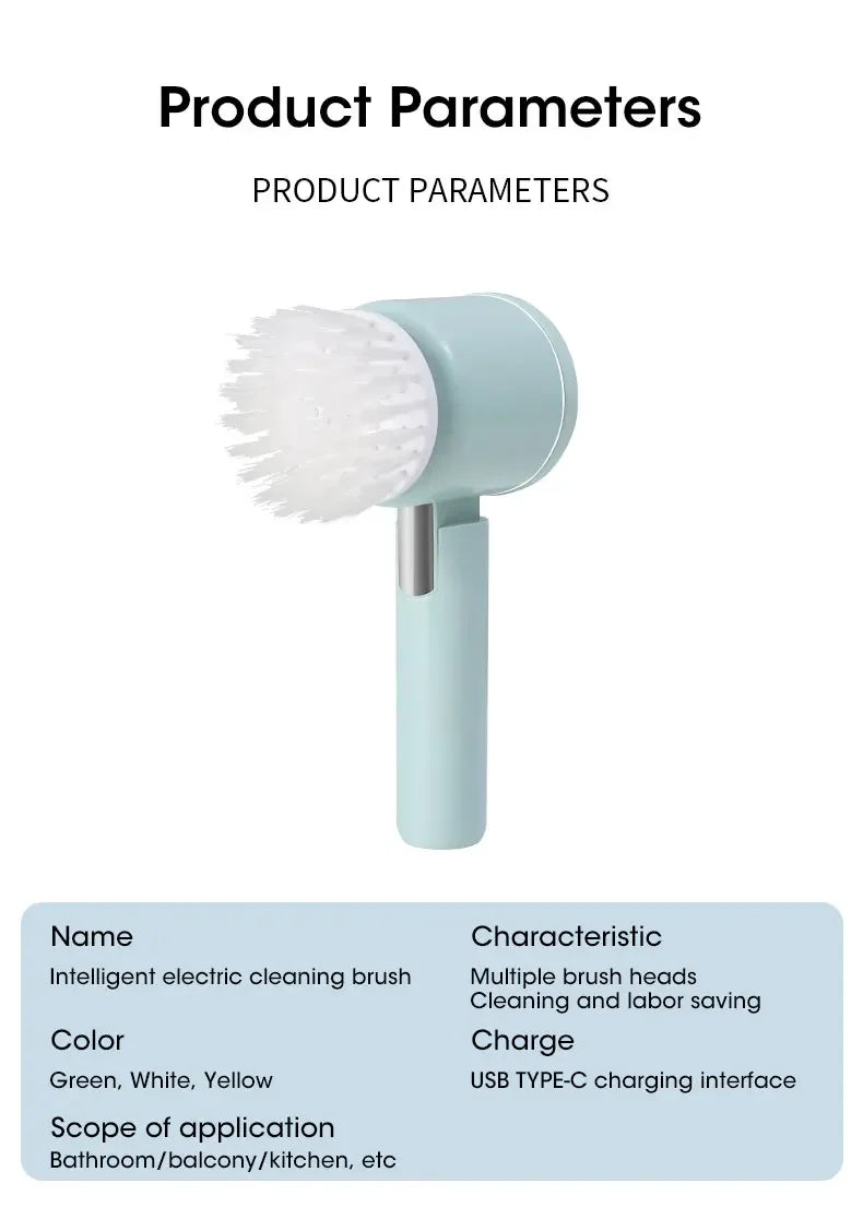 2025 Cordless Electric Spin Scrubber β 5 Brush Heads, Waterproof