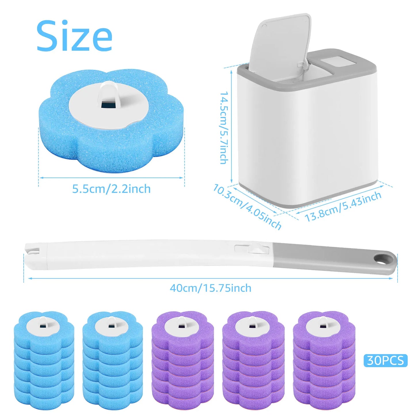 Toilet Brush Cleaning Kit with Disposable Heads β 18/36 PCS