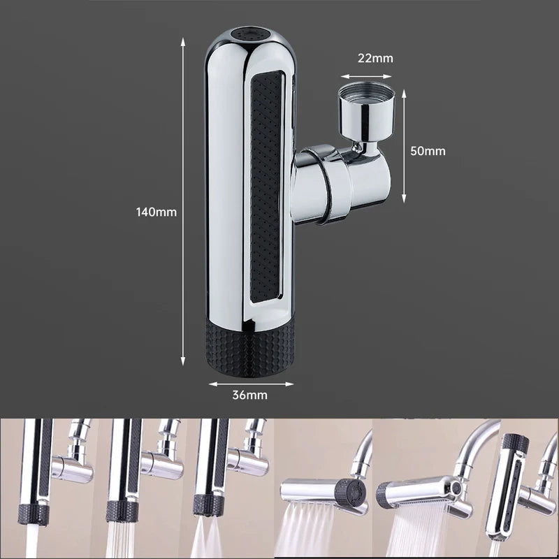 3-Mode Swivel Kitchen Faucet Nozzle – Splash-Proof Extension