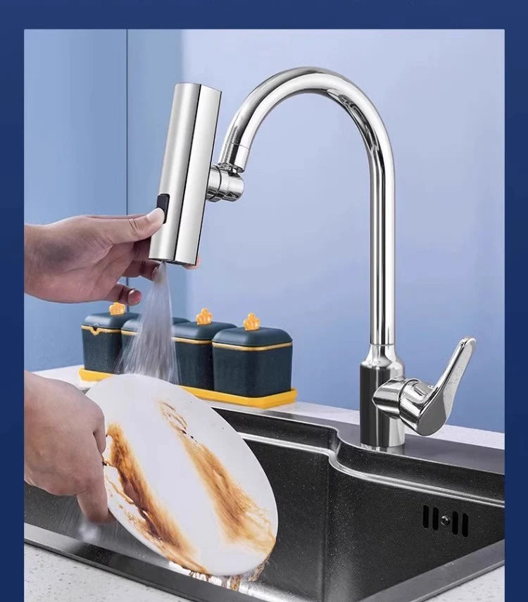 3-Mode Swivel Kitchen Faucet Nozzle – Splash-Proof Extension