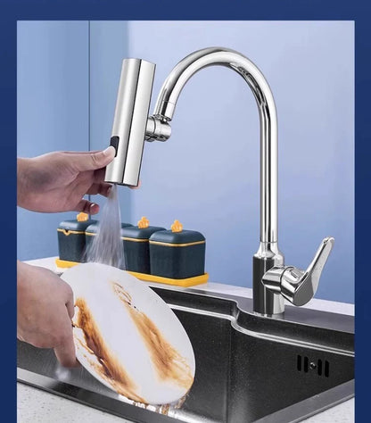 3-Mode Swivel Kitchen Faucet Nozzle – Splash-Proof Extension