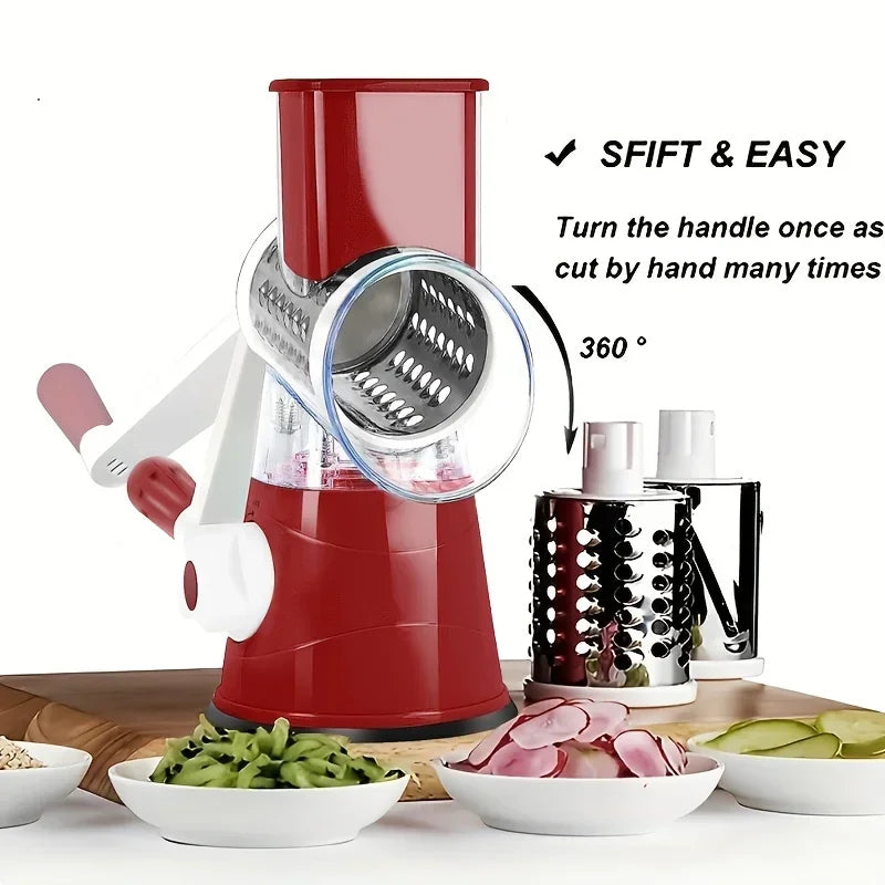 3-in-1 Manual Vegetable Cutter & Slicer with 3 Drums