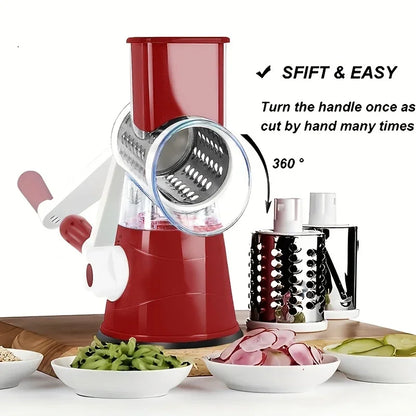 3-in-1 Manual Vegetable Cutter & Slicer with 3 Drums