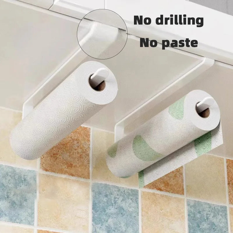 No-Drill Paper Towel Rack – Under Cabinet Tissue Holder