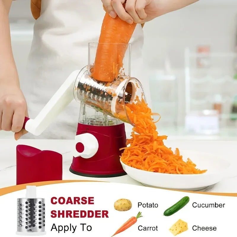 3-in-1 Manual Vegetable Cutter & Slicer with 3 Drums