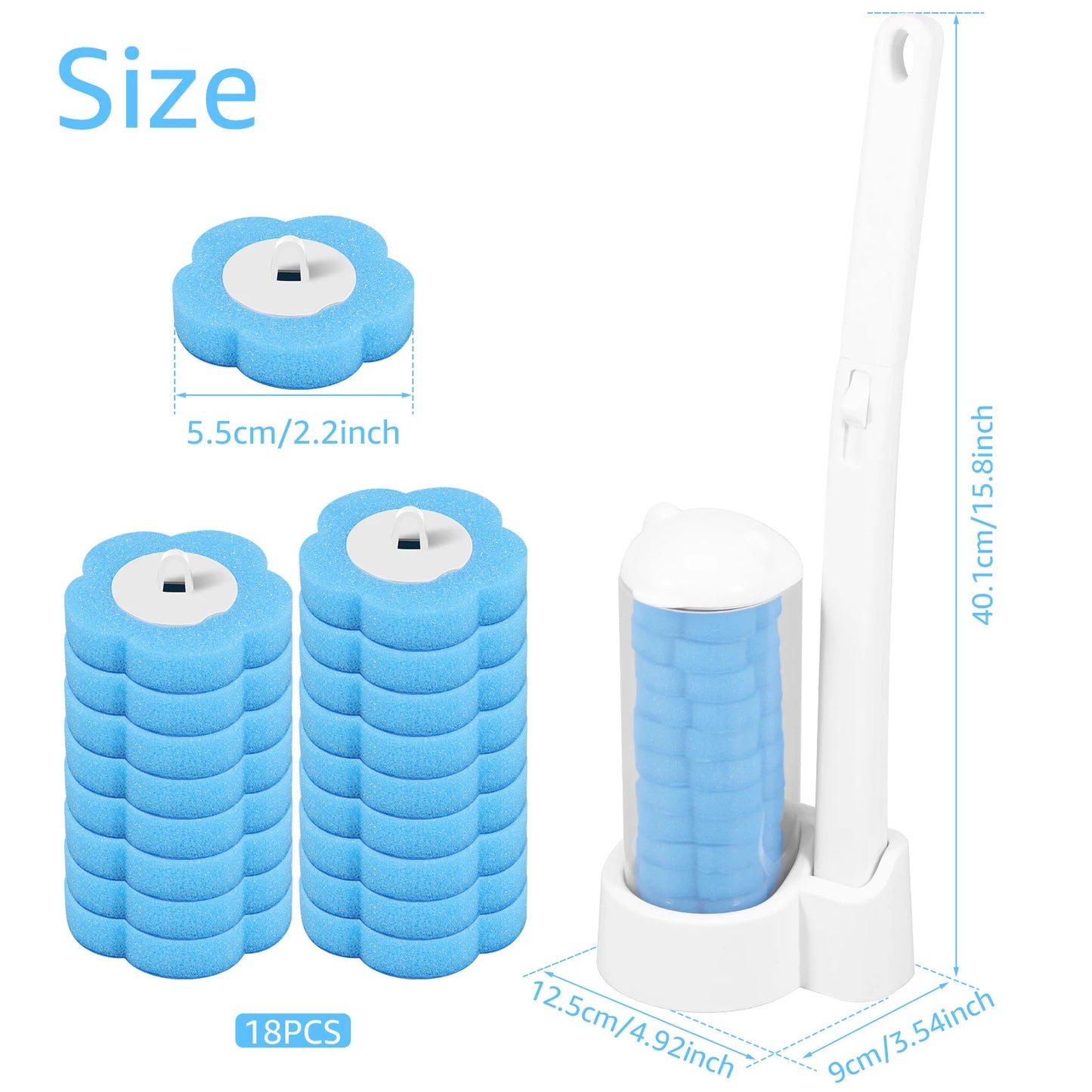 Toilet Brush Cleaning Kit with Disposable Heads – 18/36 PCS