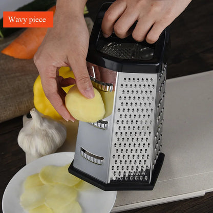 6-Sided Stainless Steel Box Grater – Multi-Function Slicer & Shredder
