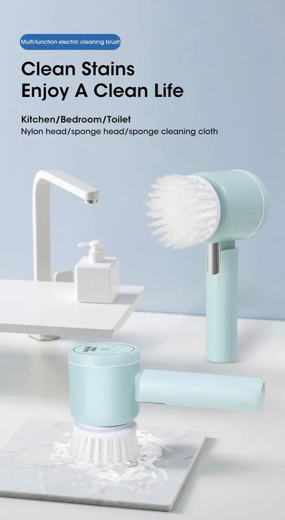 2025 Cordless Electric Spin Scrubber – 5 Brush Heads, Waterproof