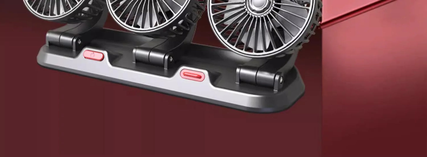 3-Head 360° Adjustable Car Fan – USB/12V/24V Dual Speed