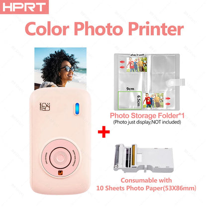 HPRT CP2100 2x3" Wireless Photo Printer, 300DPI, Portable with Paper & Ribbon Storage.