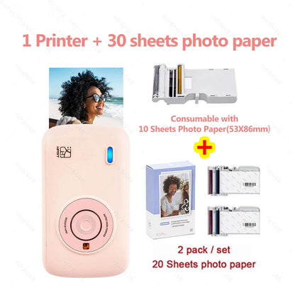 HPRT CP2100 2x3" Wireless Photo Printer, 300DPI, Portable with Paper & Ribbon Storage.