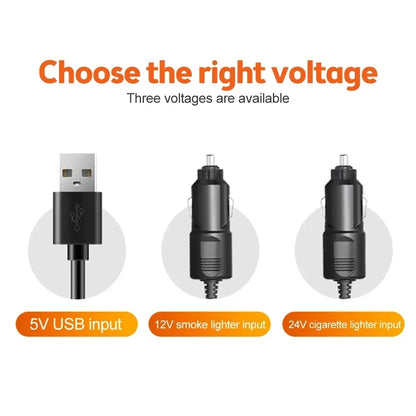3-Head 360° Adjustable Car Fan – USB/12V/24V Dual Speed