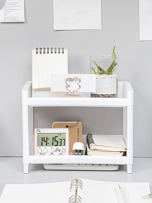 Double Layer Desktop Storage Rack – White (1PC
