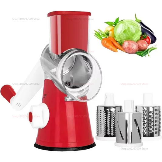 3-in-1 Manual Vegetable Cutter & Slicer with 3 Drums