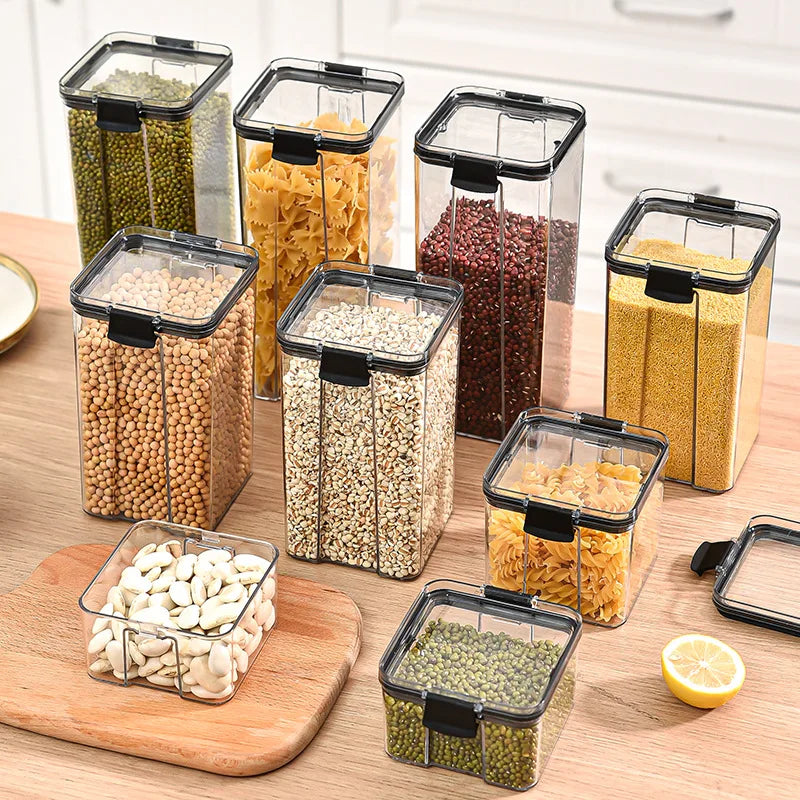 Large Sealed Grain Storage Jars – Moisture-Proof Plastic Set