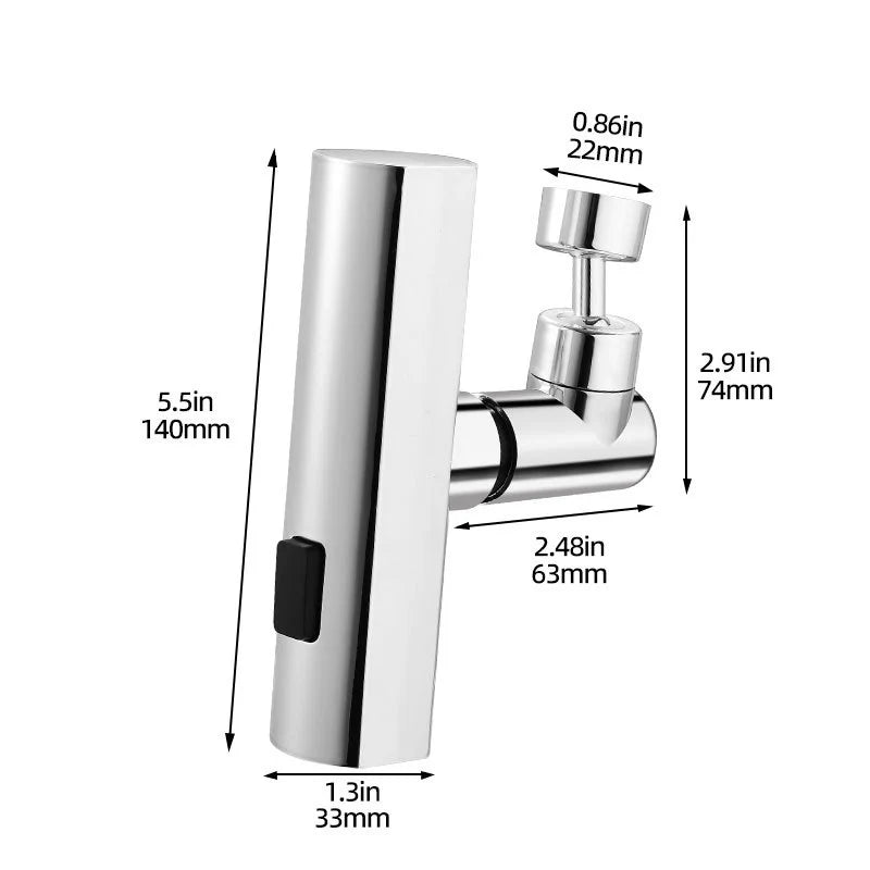 3-Mode Swivel Kitchen Faucet Nozzle – Splash-Proof Extension