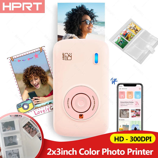 HPRT CP2100 2x3" Wireless Photo Printer, 300DPI, Portable with Paper & Ribbon Storage.