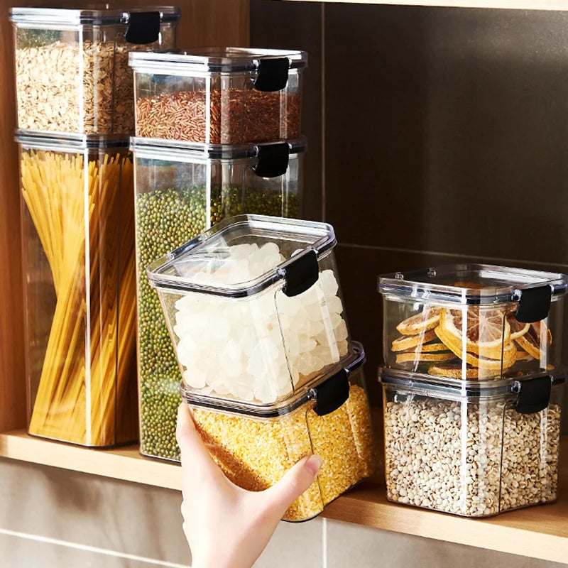 Large Sealed Grain Storage Jars – Moisture-Proof Plastic Set