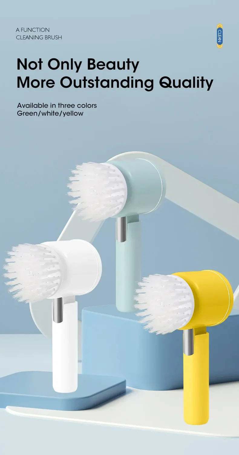 2025 Cordless Electric Spin Scrubber – 5 Brush Heads, Waterproof