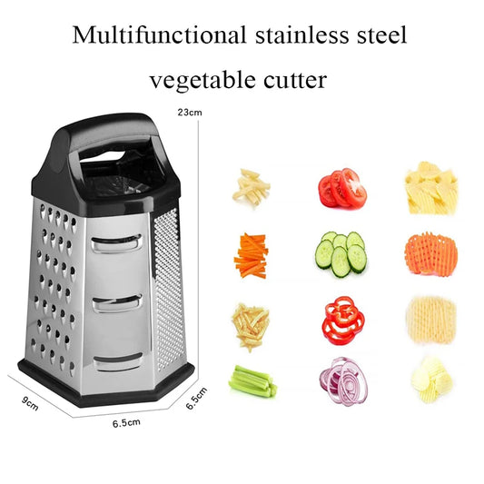 6-Sided Stainless Steel Box Grater – Multi-Function Slicer & Shredder