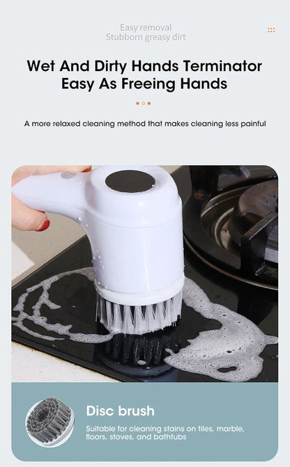 2025 Cordless Electric Spin Scrubber – 5 Brush Heads, Waterproof