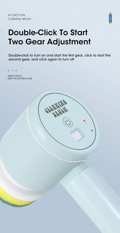 2025 Cordless Electric Spin Scrubber – 5 Brush Heads, Waterproof