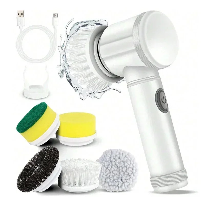2025 Cordless Electric Spin Scrubber – 5 Brush Heads, Waterproof