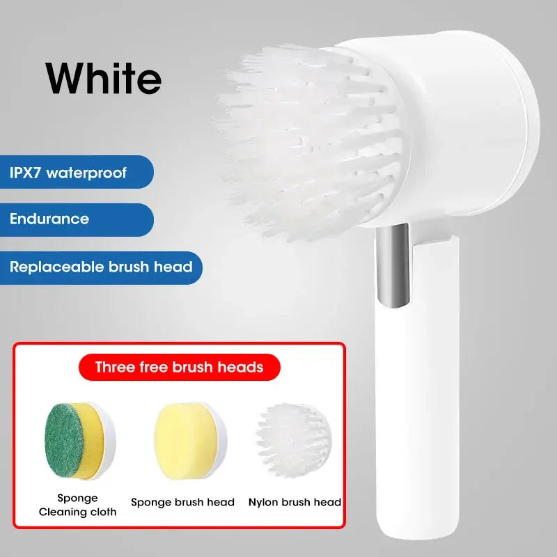2025 Cordless Electric Spin Scrubber – 5 Brush Heads, Waterproof