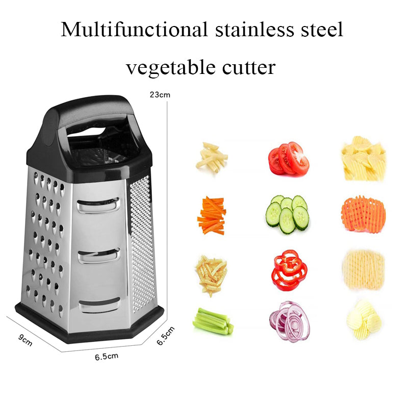 6-Sided Stainless Steel Box Grater – Multi-Function Slicer & Shredder