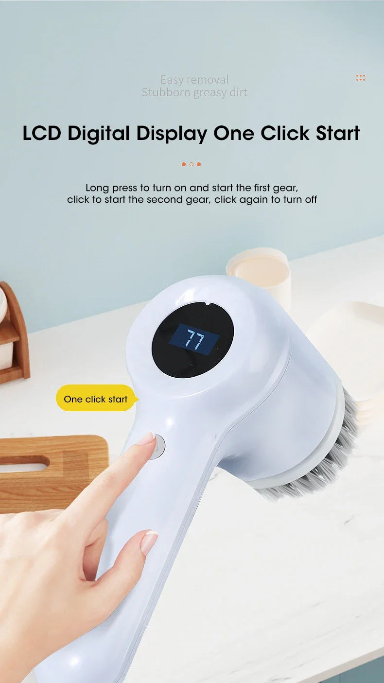 2025 Cordless Electric Spin Scrubber – 5 Brush Heads, Waterproof
