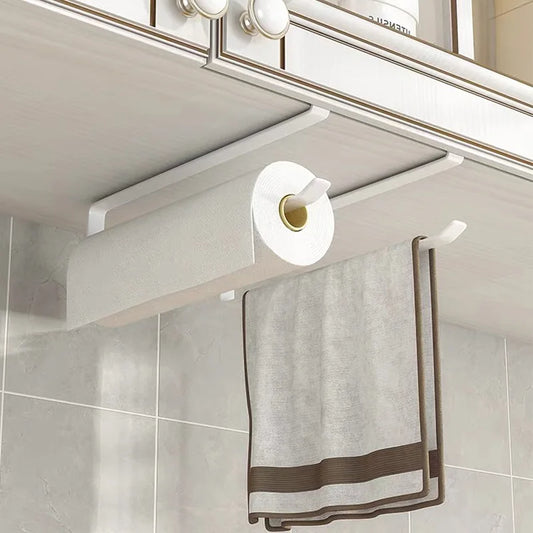 No-Drill Paper Towel Rack – Under Cabinet Tissue Holder