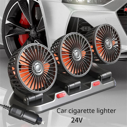 3-Head 360° Adjustable Car Fan – USB/12V/24V Dual Speed