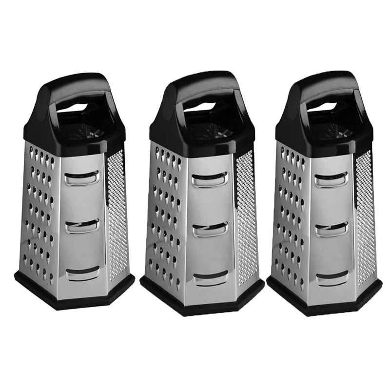 6-Sided Stainless Steel Box Grater – Multi-Function Slicer & Shredder