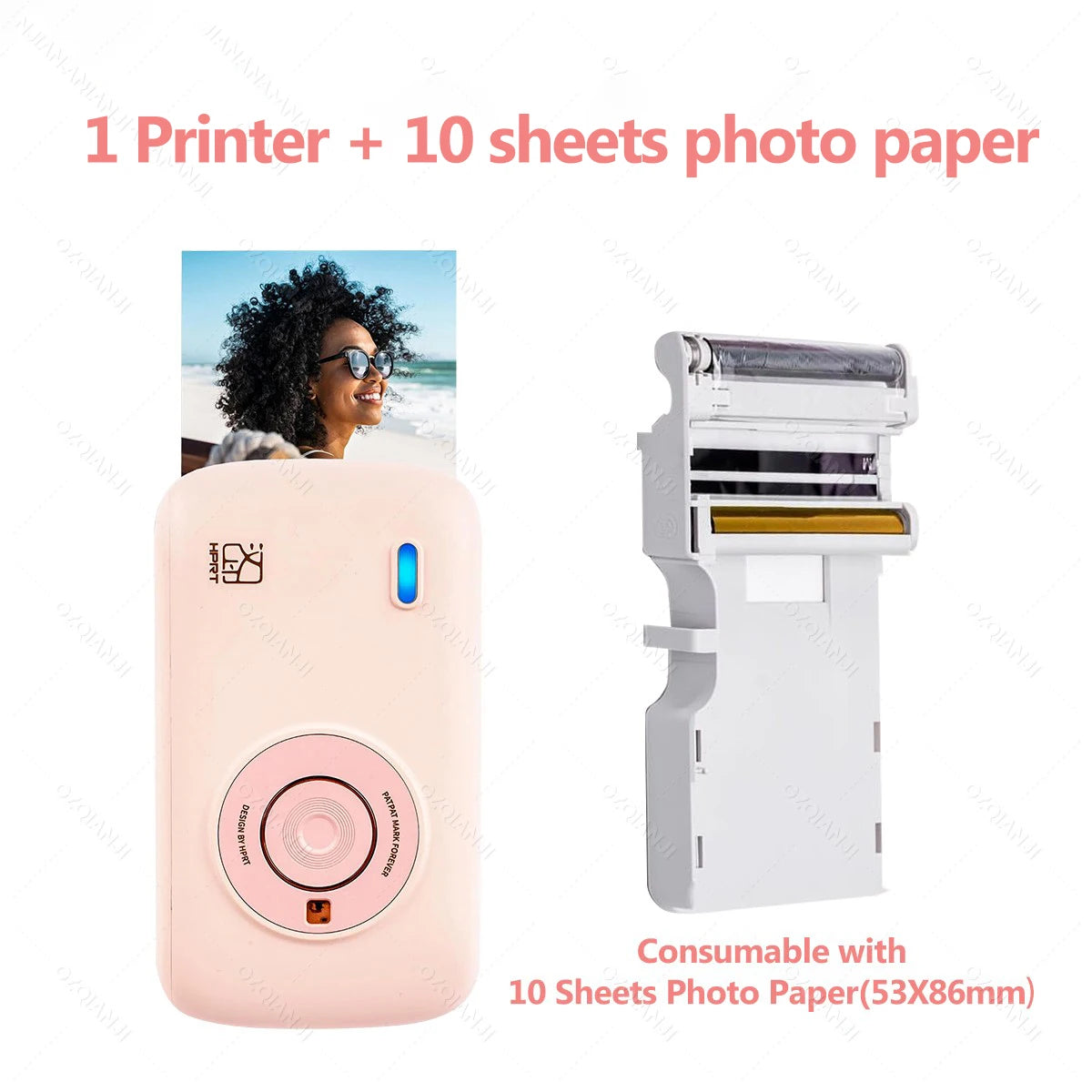 HPRT CP2100 2x3" Wireless Photo Printer, 300DPI, Portable with Paper & Ribbon Storage.