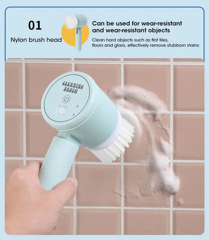 2025 Cordless Electric Spin Scrubber – 5 Brush Heads, Waterproof
