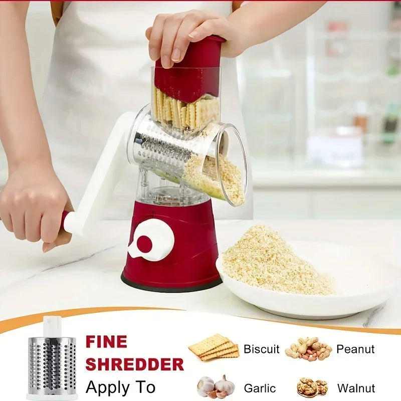 3-in-1 Manual Vegetable Cutter & Slicer with 3 Drums