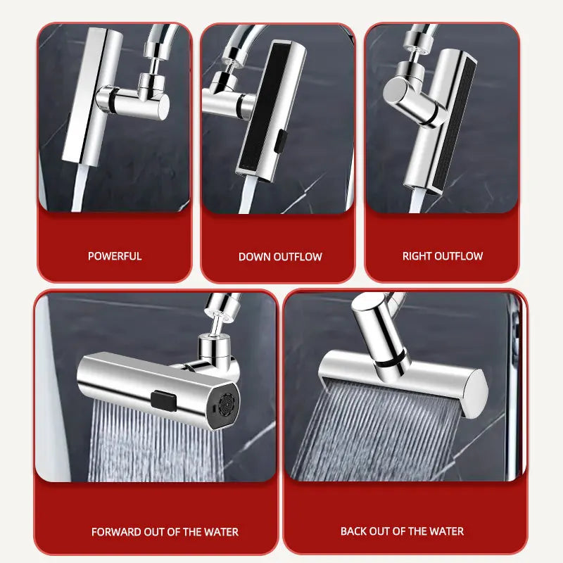 3-Mode Swivel Kitchen Faucet Nozzle – Splash-Proof Extension
