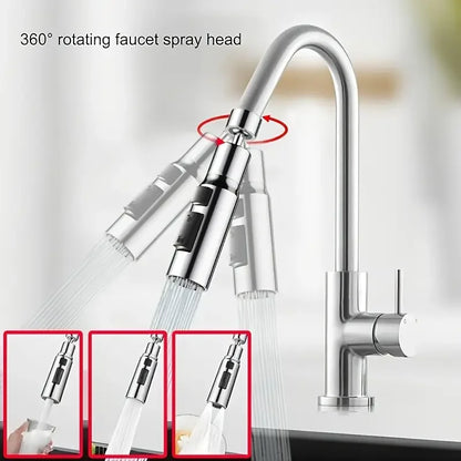 3-Mode Swivel Kitchen Faucet Nozzle – Splash-Proof Extension