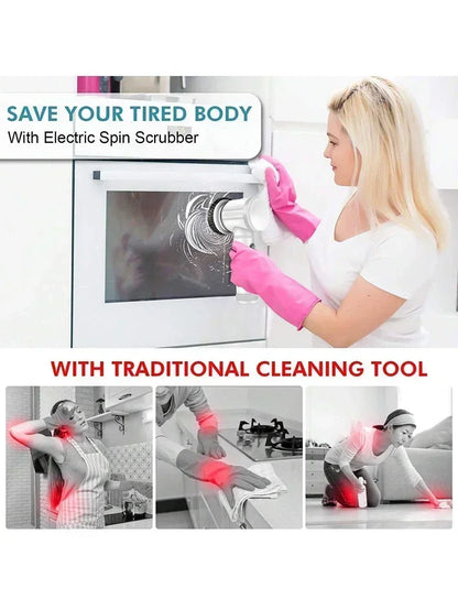 2025 Cordless Electric Spin Scrubber – 5 Brush Heads, Waterproof