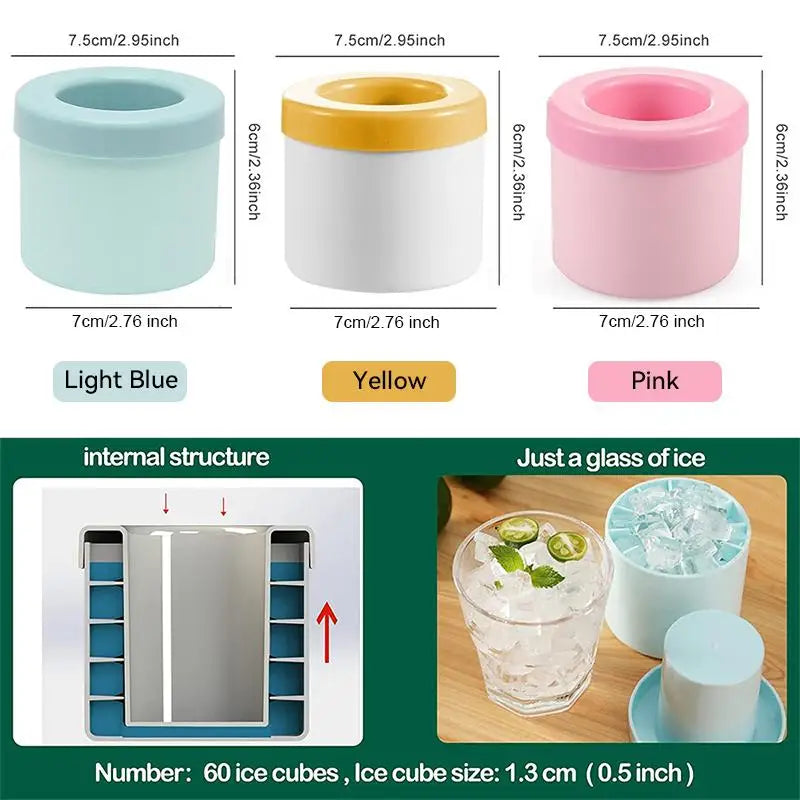 Silicone Ice Cube Maker Bucket – Round Mold