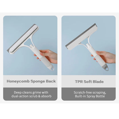 3-in-1 Glass Cleaning Kit – Spray Bottle, Scrubber & Scraper